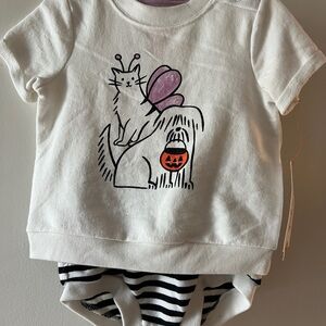 Cat & Jack White and Black Cat Print Set